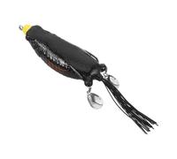 Hollow Body Frog Lure with Twin Blades for Bass Anglers | Soft Body, Realistic Frog Imitation, Visual Flash, Weedless Design, Rivers and Shallow Areas, Black Finish