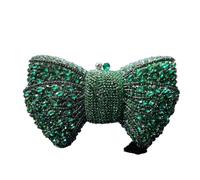 Hollow Bow Woman Evening Bag Wedding Bride Diamond Stone Purse Crystal Banquet Gala Party Dinner Handbag(Green)