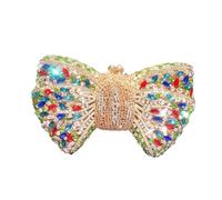 Hollow Bow Woman Evening Bag Wedding Bride Diamond Stone Purse Crystal Banquet Gala Party Dinner Handbag(Multi)
