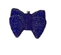 Hollow Bow Woman Evening Bag Wedding Bride Diamond Stone Purse Crystal Banquet Gala Party Dinner Handbag(Blue)