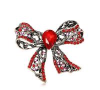 Hollow Bowknot Brooch with Glittering Rhinestones Vintage Alloy for Women Hollow Bowknot Brooch with Shining Rhinestones for Women Vintage Alloy Jewelry Accessory for Ladies