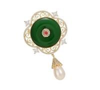 Hollow-Carved Alloy Brooch Featuring Pearls & Auspicious Motifs For Banquets Evening Gowns Traditional Attire Traditional Collar Brooch