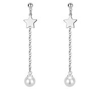 Hollow Chain Earring Pearl Five Pointed Star Red Beads Tassel Long Student Ear Sturdy and Cost-Effective