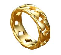 Hollow Chain Titaniumed Steel Rings Unisex Jewelry Secure Fit Size Vintage Styles Designs Corrosions Proof Casual Wear Steel Chain Rings, F, as described, as described