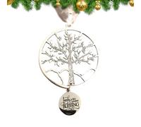 Hollow Christmas Ornaments, Christmas Hangings Ornaments with a Blessing Inscription, Silver Snowflake/Pentagram/Tree of Life/Snowman Christmas Party Pendant Gift Zorq