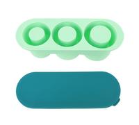 Hollow Cylinder Ice Cube Tray, Silicone Hollow Ice Cube Maker with Lid, Quick Release High Low Temperature Resistant for 30oz 40oz Tumblers, 3 Large Capacity Compartments (Green)