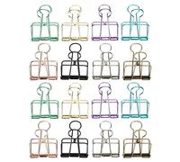 Hollow Dovetail Clips Multicolor Decorative Office Paper Clips for Organizing Documents Files 16 Pieces Blue Silver Black Gold Rose Gold Purple Green Bronze (L)