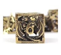 Hollow Dragon Metal Dice,Unique Dungeons and Dragons Polyhedral Dice Set for D&D TRPG,MTG,Pathfinder,Table Board Roll Playing Games D4 D6 D8 D10 D% D12 D20 (Brass)