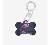 Hollow Flamingo Printing Cute Acrylic Dogs Tag Double Side Bone Shap Id Tags with Keychain for Pet Crafts Decorations