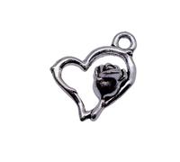 Hollow Flower Heart Charms For Diy Jewelry Crafts, 13x12mm, Antique Silver Color, 40 Pieces