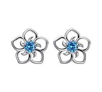 Hollow Flower Shaped Earrings Temperament Women's Earrings Earring for Women Studs (Blue, One Size)