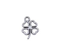 Hollow Four-Leaf Clover Charms For Macrame Accessories, 16x11mm, Antique Silver Color, 40 Pieces