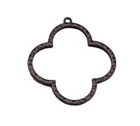 Hollow Hammered Flower Charms For Custom Jewelry Design, 43x39mm, Antique Bronze Color, 4 Pieces