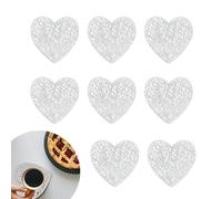 Hollow Heart Coaster - Newlemo 8 PCS Silver Coaster for Drinks, Decorative Drinks Coasters and Everyday Use Coaster - Ideal for Coffee Table, Home or Office Setting