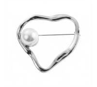 Hollow Heart Simulation Pearl Brooch Pin Love Hearts Corsage Clothes Accessory Brooches Sweater Hat Dress Suit Backpack Shirt Cardigan Lapel Pins Holiday Birthday Fashion Jewelry for Women Lover Decor