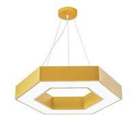 Hollow Hexagon Pendant Light Classic Gold Chandelier Modern LED Hanging Lamp 6000K Pendant Light Fixtures Splicable Creative Indoor Lighting for Gym, Conference Room, Showroom, Pantry (White light 40