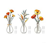 Hollow Iron Art Wall Vase 3pcs Colorful Design(A)