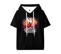 Hollow Knight Silksong Hooded T-Shirt Unisex Short Sleeve Fashion Streetwear Tee (Black,M)