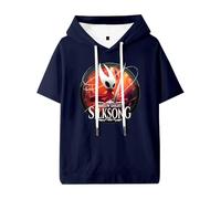 Hollow Knight Silksong Hooded T-Shirt Unisex Short Sleeve Fashion Streetwear Tee (Navy,XL)
