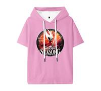 Hollow Knight Silksong Hooded T-Shirt Unisex Short Sleeve Fashion Streetwear Tee (Pink,XS)