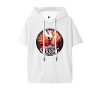 Hollow Knight Silksong Hooded T-Shirt Unisex Short Sleeve Fashion Streetwear Tee (White,L)
