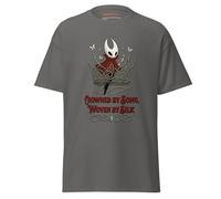 Hollow Knight Silksong Inspired T-Shirt - Fan-Made Hornet Crowned by Song Woven by Silk Artwork - Unisex Cotton Gamer Tee for Casual Wear & Streetwear Style (UK, Alpha, M, Regular, Regular, Charcoal)