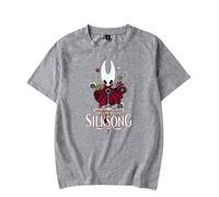 Hollow Knight Silksong Pic Merch T-Shirt Short-Sleeved Unisex Fashion Casual Summer Stylish Design Tee (Gray,L)