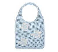 Hollow Knit Sea Turtle Shoulder - Large Capacity Relaxed Style Tote (Blue One Size)
