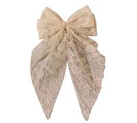 Hollow lace double-layer bow spring hair clip with sweet temperament embroidered long ribbon hair clip