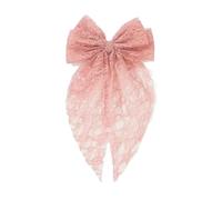 Hollow lace double-layer bow spring hair clip with sweet temperament embroidered long ribbon hair clip