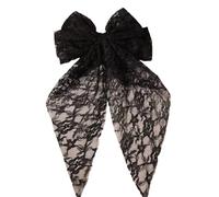 Hollow lace double-layer bow spring hair clip with sweet temperament embroidered long ribbon hair clip