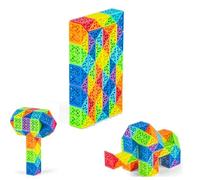 Hollow Magic Snake Cube Puzzle Twist Puzzle Brain Teaser Educational Toy Birthday Christmas Party Gift for Kids Rainbow color Multicolor (60 Segment Blocks)