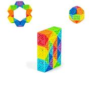 Hollow Magic Snake Cube Puzzle Twist Puzzle Brain Teaser Educational Toy Birthday Christmas Party Gift for Kids Rainbow color Multicolor (24 Segment Blocks)