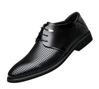 Hollow Mesh Breathable Dress Oxford for Men's Genuine Leather Lace Up Business Non Slip Low Top Anti-Slip Shoe Brogue Working(Negro,8 UK)