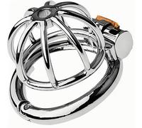 Hollow Metal Chastity Cage Stainless Steel Penis Cage Chastity Device Snap Ring with Opening and Closing Design Penis Lock Adult Sex Chastity Cage Sex Toy for Male(A1-55mm)