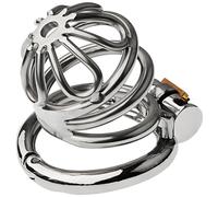 Hollow Metal Chastity Cage Stainless Steel Penis Cage Chastity Device Snap Ring with Opening and Closing Design Penis Lock Adult Sex Chastity Cage Sex Toy for Male