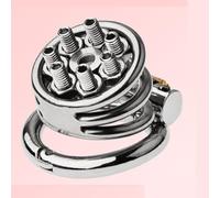 Hollow Metal Chastity Cage Stainless Steel Penis Cage Chastity Device Snap Ring with Opening and Closing Design Penis Lock Adult Sex Chastity Cage Sex Toy for Male