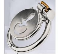 Hollow Metal Chastity Cage Stainless Steel Penis Cage Chastity Device Snap Ring with Opening and Closing Design Penis Lock Adult Sex Chastity Cage Sex Toy for Male
