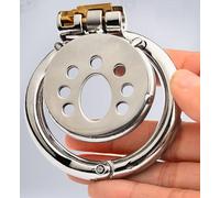 Hollow Metal Chastity Cage Stainless Steel Penis Cage Chastity Device Snap Ring with Opening and Closing Design Penis Lock Adult Sex Chastity Cage Sex Toy for Male
