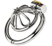 Hollow Metal Chastity Cage Stainless Steel Penis Cage Chastity Device Snap Ring with Opening and Closing Design Penis Lock Adult Sex Chastity Cage Sex Toy for Male