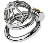 Hollow Metal Chastity Cage Stainless Steel Penis Cage Chastity Device Snap Ring with Opening and Closing Design Penis Lock Adult Sex Chastity Cage Sex Toy for Male