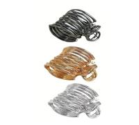 Hollow Metal Fixed Artifact Hair Clip Temperament Clip Cool Style High-end Feeling Women's High Ponytail Grip Clip(Black)