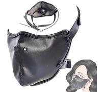 Hollow Open Mouth Ball Gag Mask Roleplay BDSM Fetish Restraints Muzzle Gag | Leather Mask Open Mouth Gag Oral Plug Fixation Face Mask Bondage Restraints BDSM Head Harness with Ball Gag Adult Sex Toys