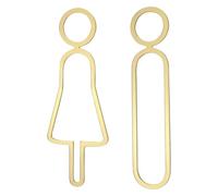 Hollow-Out Bathroom Sign Set, Elegant Hanging Decor For Offices, 2-Piece Gender Symbols(Gold)