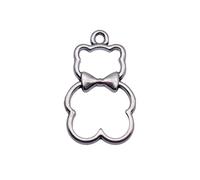 Hollow Out Bow Bear Charms For Diy Jewelry Crafts, 25x15mm, Antique Silver Color, 20 Pieces