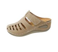 Hollow Out Clogs for Women UK with Arch Support Orthopedic Slippers Mule Cushioned Insole Walking Low Wedge Closed Toe Shoes Summer Slip on Backless Wide Fit Ladies Soft Roman Sliders (White, 42)