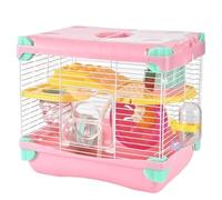 Hollow out design hamster cage portable and convenient small villa Hamster Travel Cage(Pink)