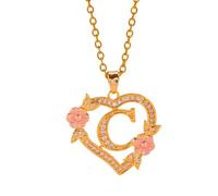 Hollow Out Heart Flower Letter Necklace Customizable Brass Jewelry Elegant Lightweight Design For Women Sturdy Alloy Love Letter Jewelry, One Size, as described, as described
