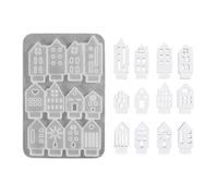 Hollow Out House Holder Mold 3D Base Silicone Gypsum Candlestick Crafting Jewelry Making Tool Christmas