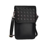 Hollow Out Large Screen Double Lattice Layer Single Shoulder Wallet Tan Tote (Black, One Size)